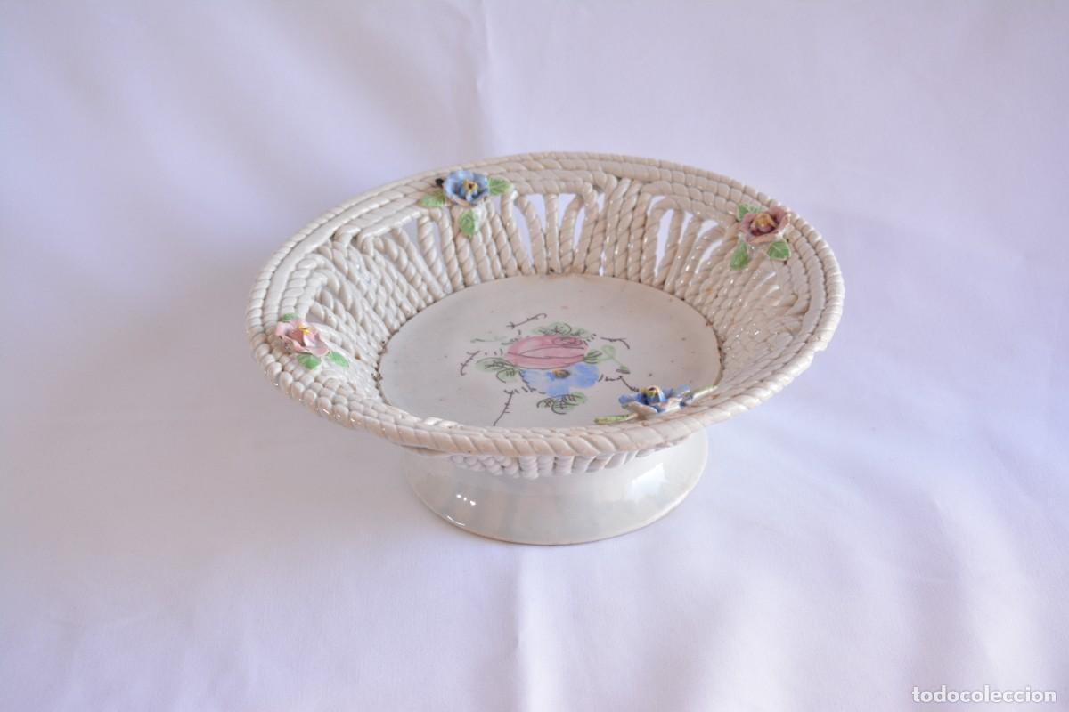 Antig&uuml;edades: Antiguo centro de mesa o frutero - Manises - Cer&aacute;mica trenzada