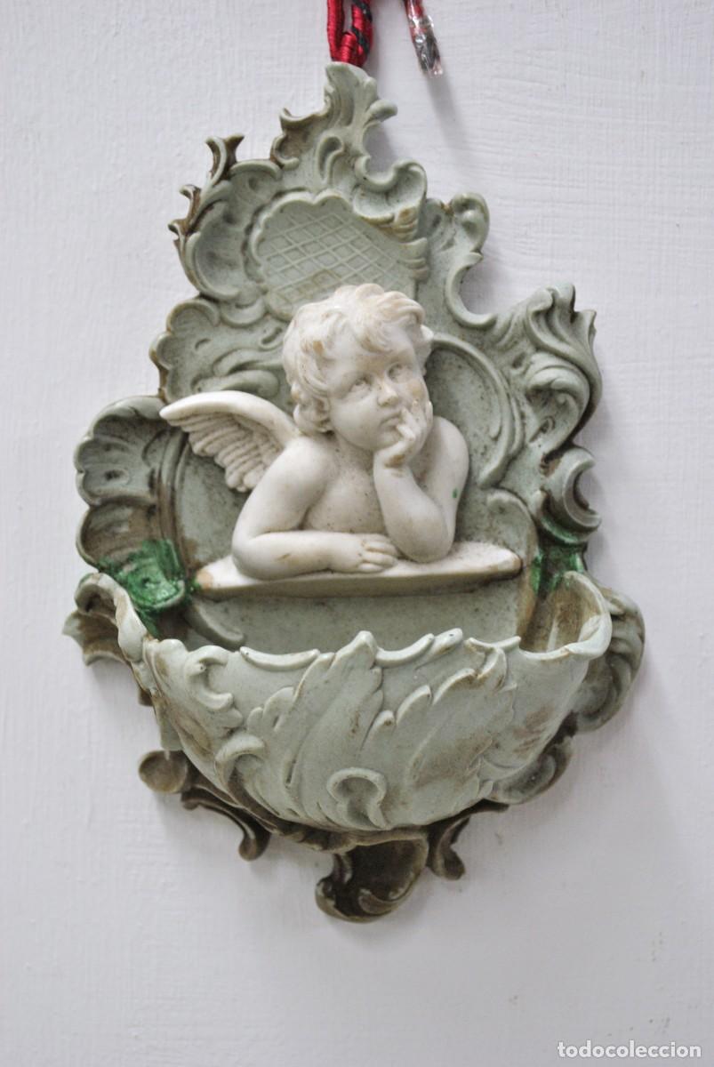 Antig&uuml;edades: BENDITERA FIGURA ANGELITO QUERUBIN - Foto 2