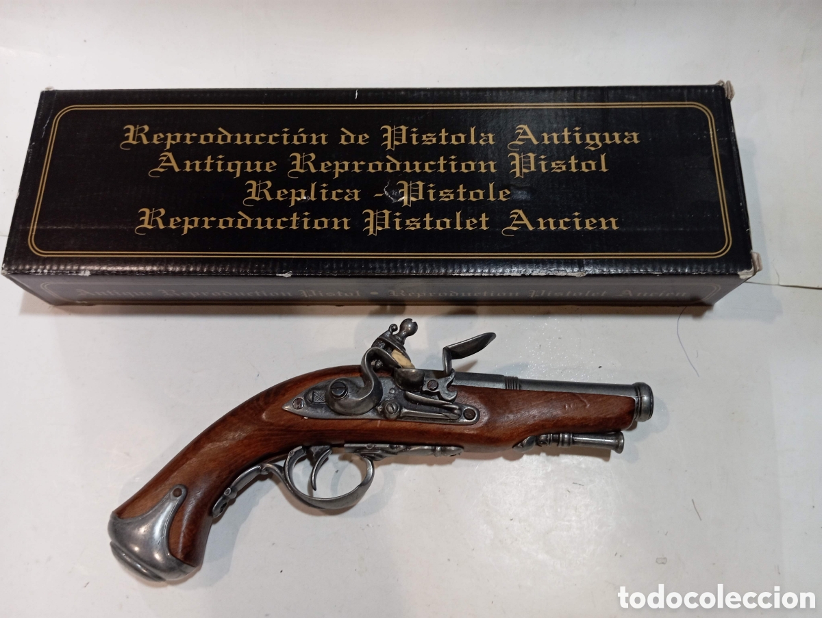 Antig&uuml;edades: Pistola replica de chispa avancarga siglo XVIII