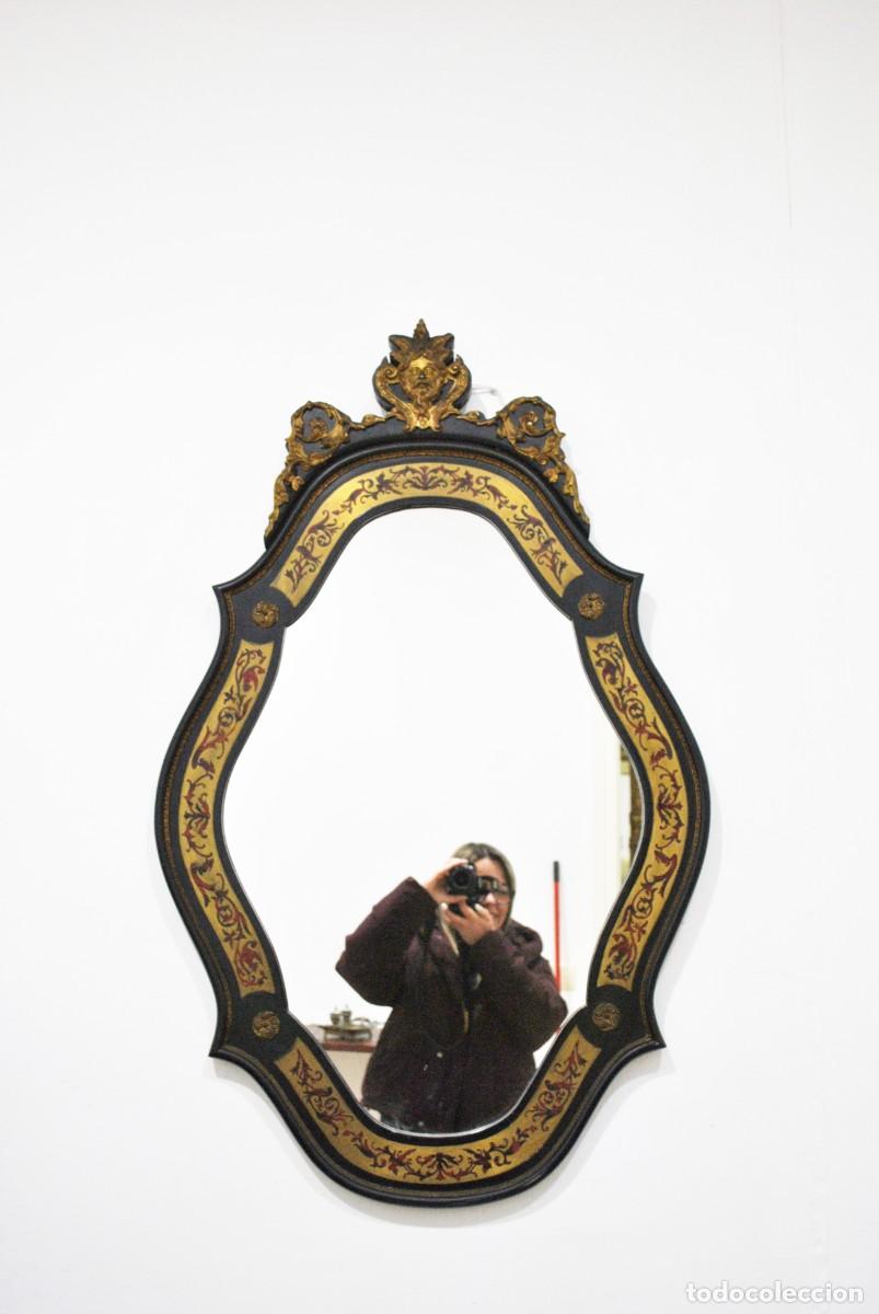 Antig&uuml;edades: ESPEJO NAPOLE&Oacute;N III DE MADERA EBONIZADA - Foto 1