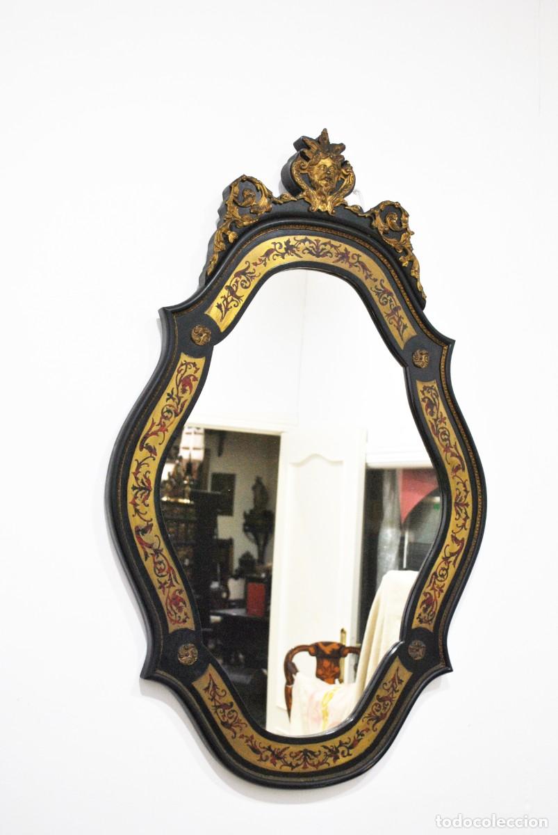 Antig&uuml;edades: ESPEJO NAPOLE&Oacute;N III DE MADERA EBONIZADA - Foto 2