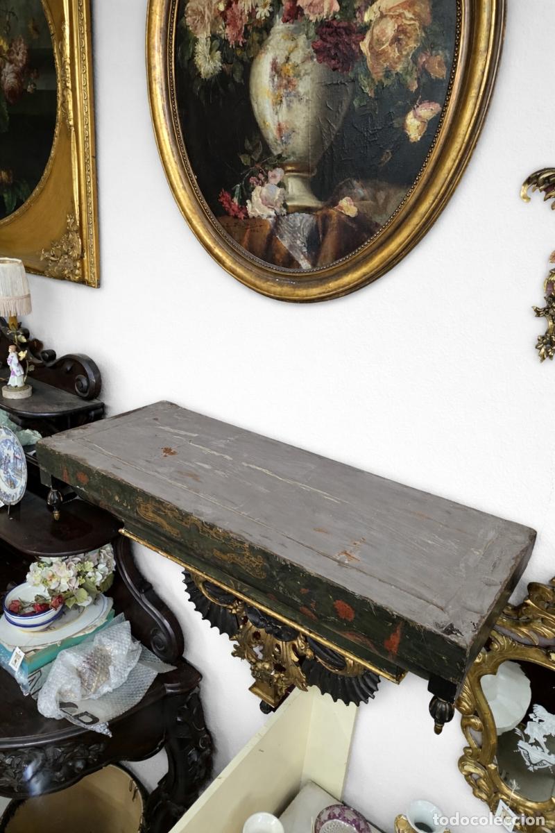 Antig&uuml;edades: M&Eacute;NSULA DE PARED MADERA EBONIZADA - Foto 3