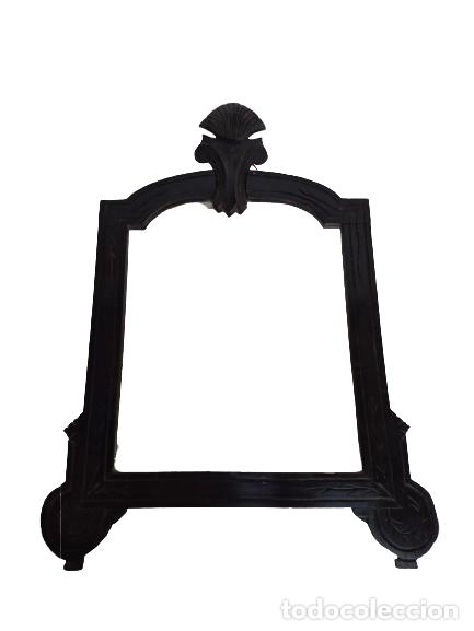 Antig&uuml;edades: Antiguo Espejo Isabelino, Ditada - Talla de Madera Ebonizada - S.XIX