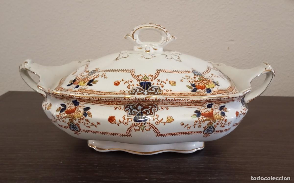 Antig&uuml;edades: SOPERA ANTIGUA DE 1890-1910,DE PORCELANA DE SAMUEL FORD &CO EN BURSLEM INGLATERRA,PATR&Oacute;N REGAL