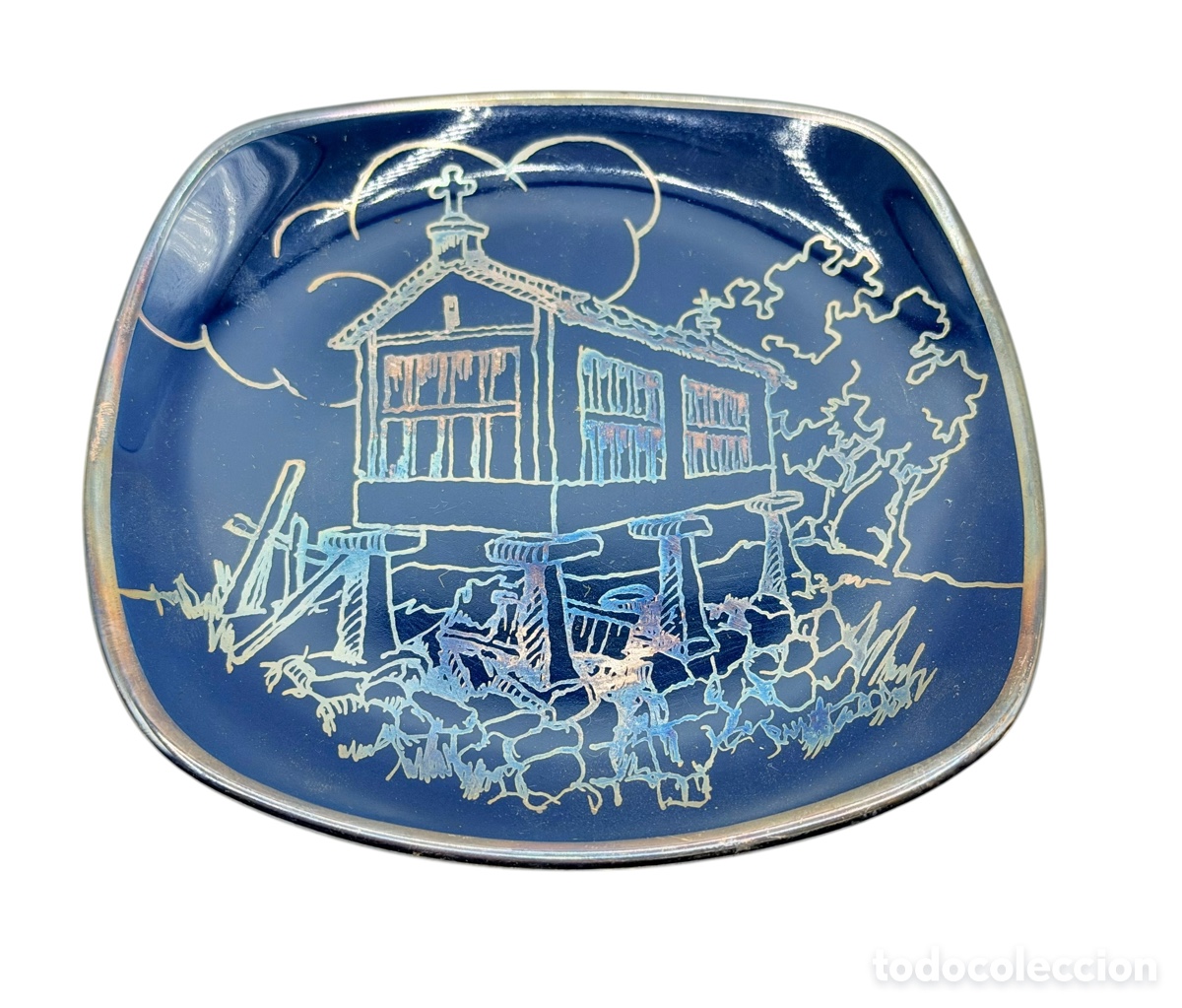 Antig&uuml;edades: Plato Pintado en Plata de Ley