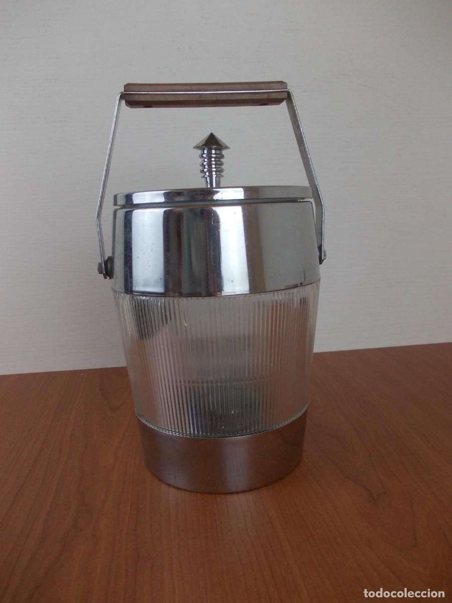 Antig&uuml;edades: Cubitera vintage con luz hielera retro iluminada recipiente hielo con asa y tapa