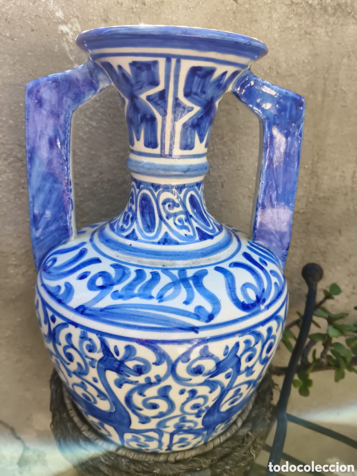 Antig&uuml;edades: Gran anfora de cer&aacute;mica vintage espa&ntilde;ola tipo nazari