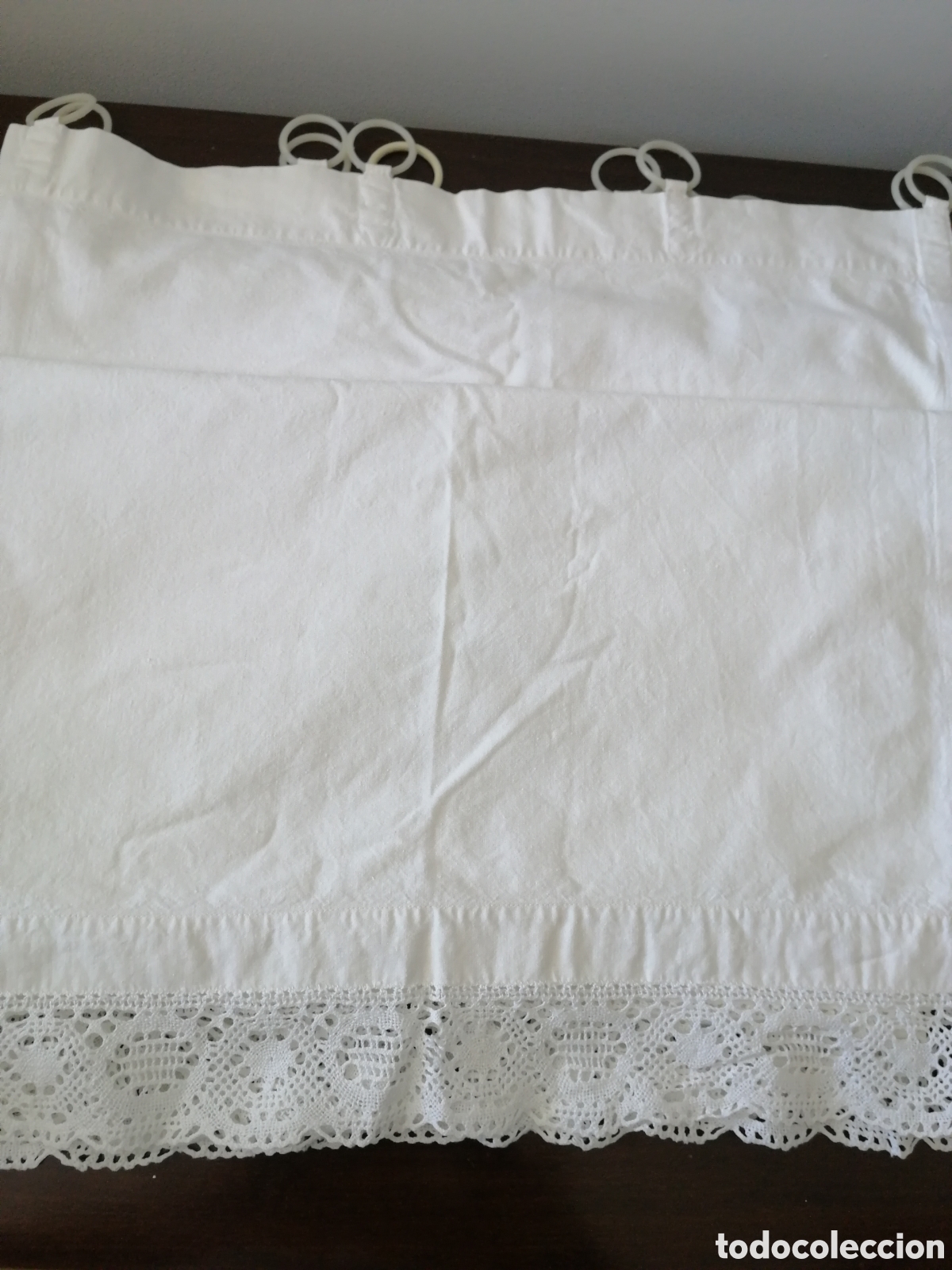 Antig&uuml;edades: Cortina antigua con terminaci&oacute;n de ganchillo o encaje de bolillos