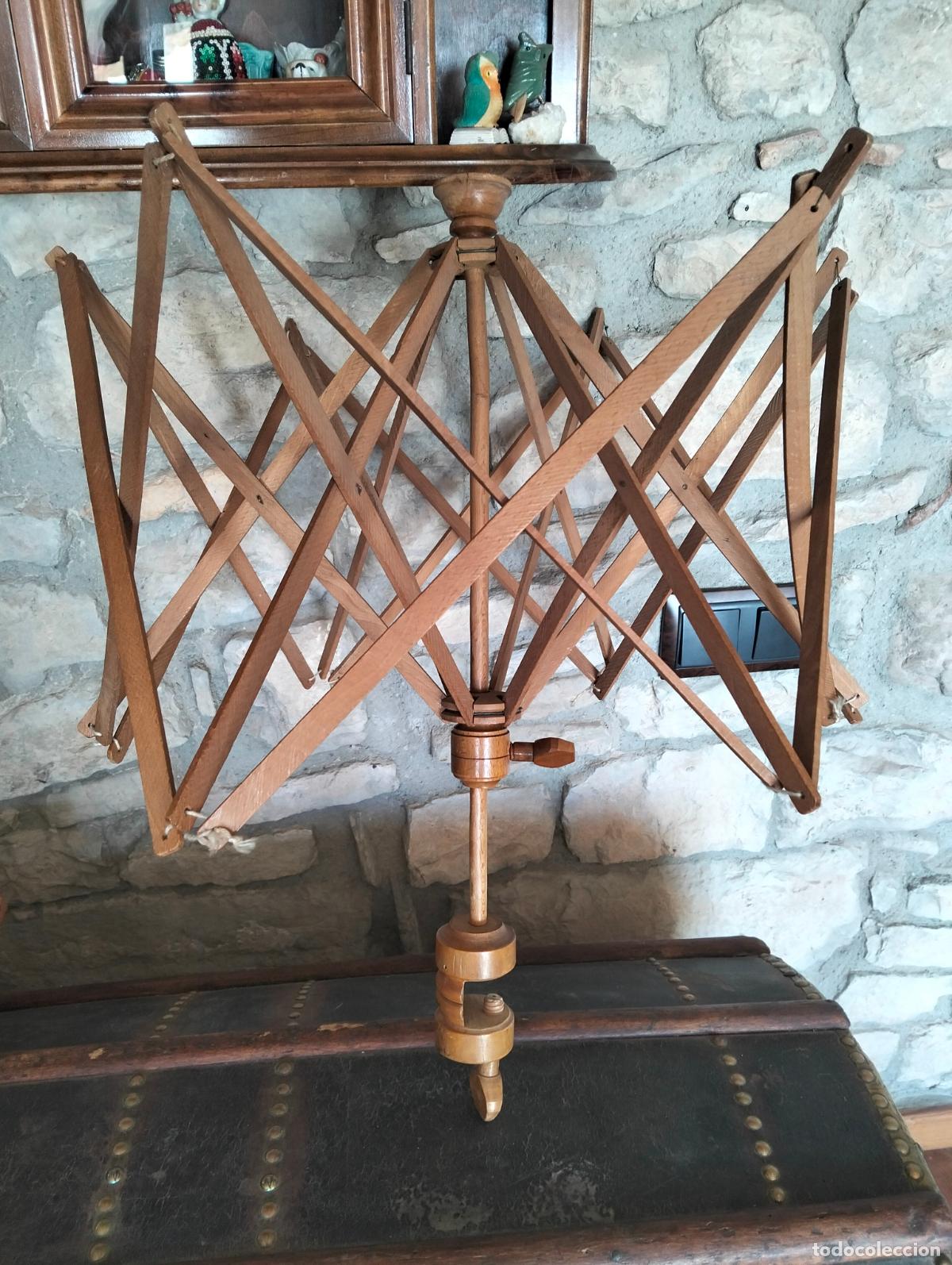 Antiquit&auml;ten: Devanadora antigua de madera bobinadora paraguas ovillador lana utensilio para tejer costura a&ntilde;os 40