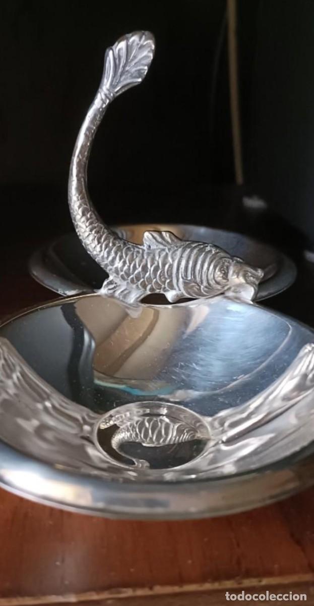 Antiguidades: Fuente- bandeja doble Alpaca