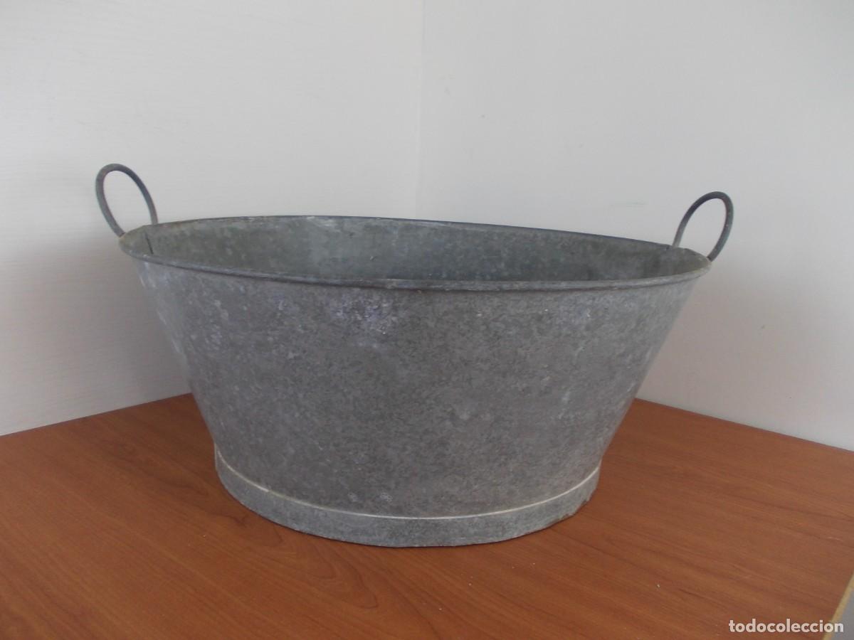 Antig&uuml;edades: Barre&ntilde;o zinc galvanizado antiguo tina estilo r&uacute;stico vintage industrial 51 cm