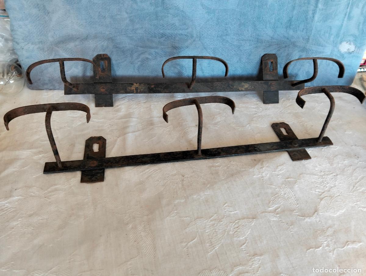 Antiques: Pareja de percheros antiguos de 3 brazos estilo industrial hierro forjado de los a&ntilde;os 30-40