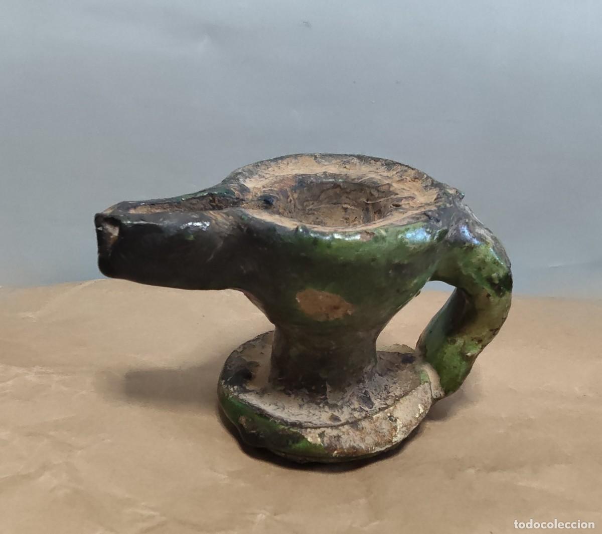 Antiques: L&aacute;mpara/lucerna de aceite &aacute;rabe, s.XVI/XVII