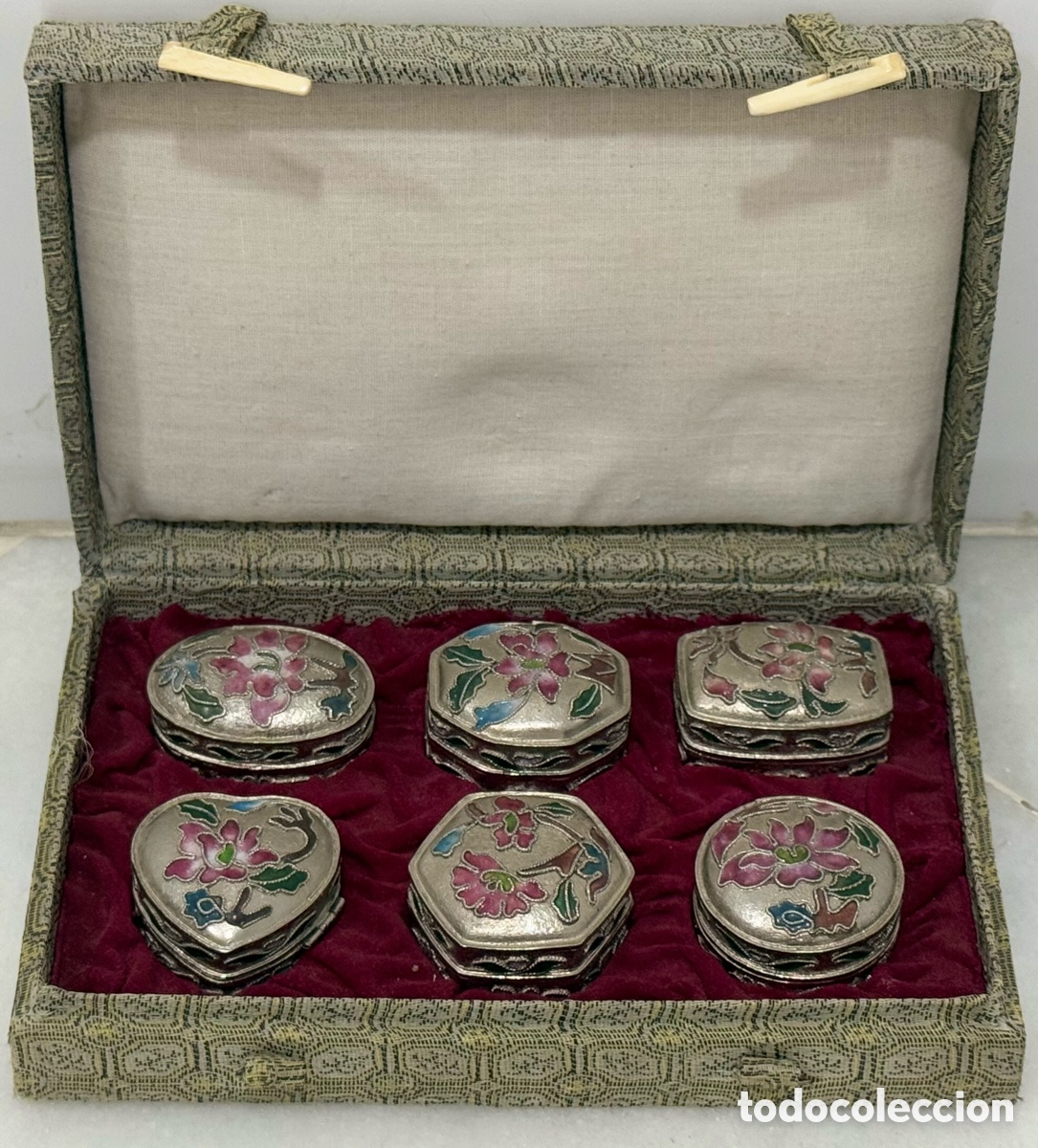 Oggetti Antichi: ANTIGUA CAJA CON COLECCI&Oacute;N DE PASTILLEROS FRANCIA PPIOS XX