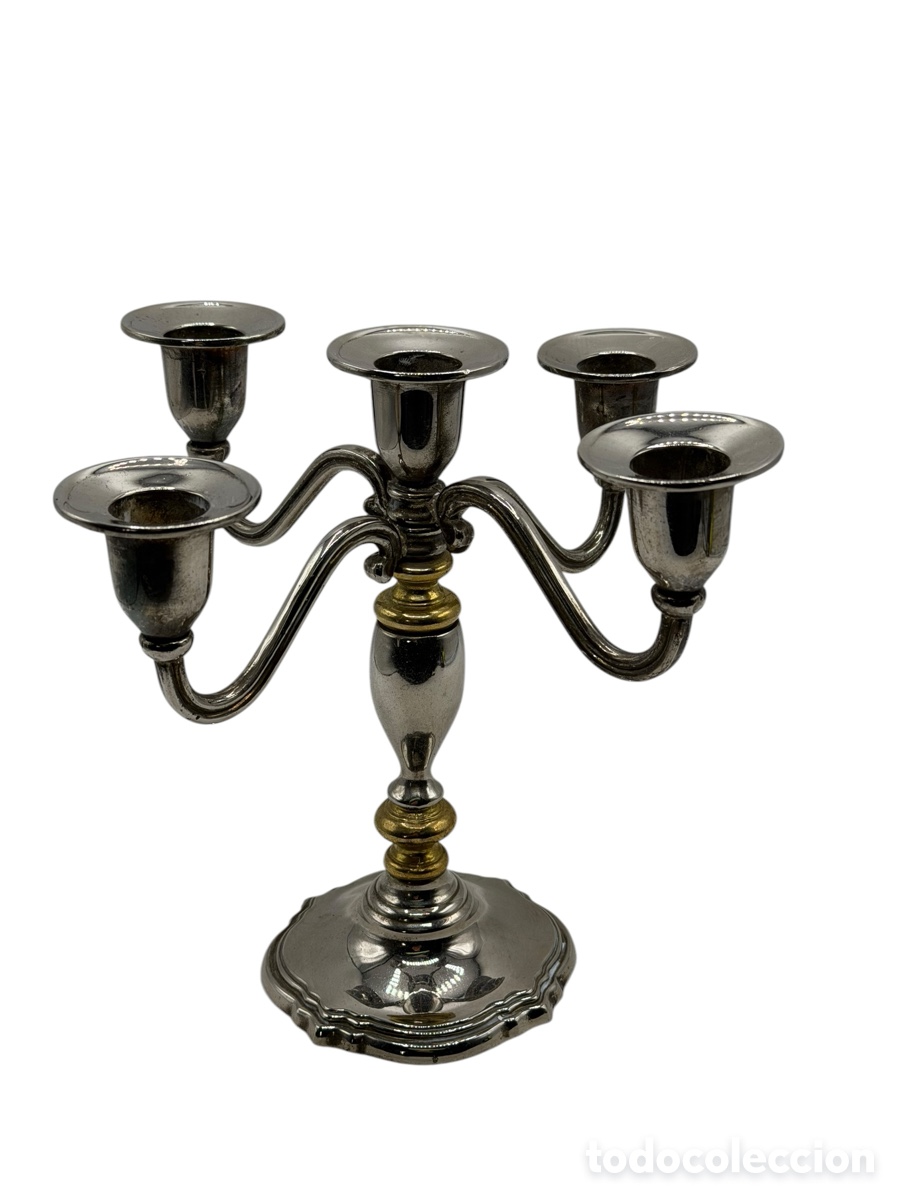 Oggetti Antichi: Antiguo Candelabro Plateado