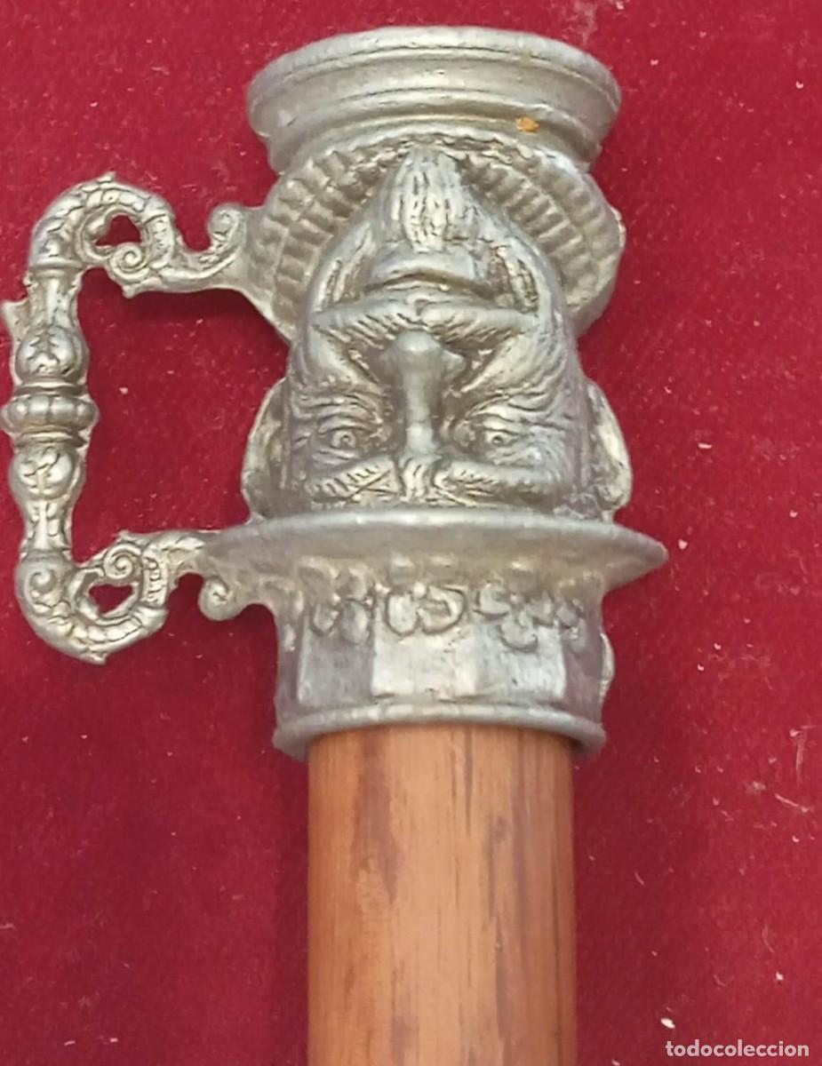 Antiques: Original bast&oacute;n con empu&ntilde;adura con rostro detallado de personaje en peltre.
