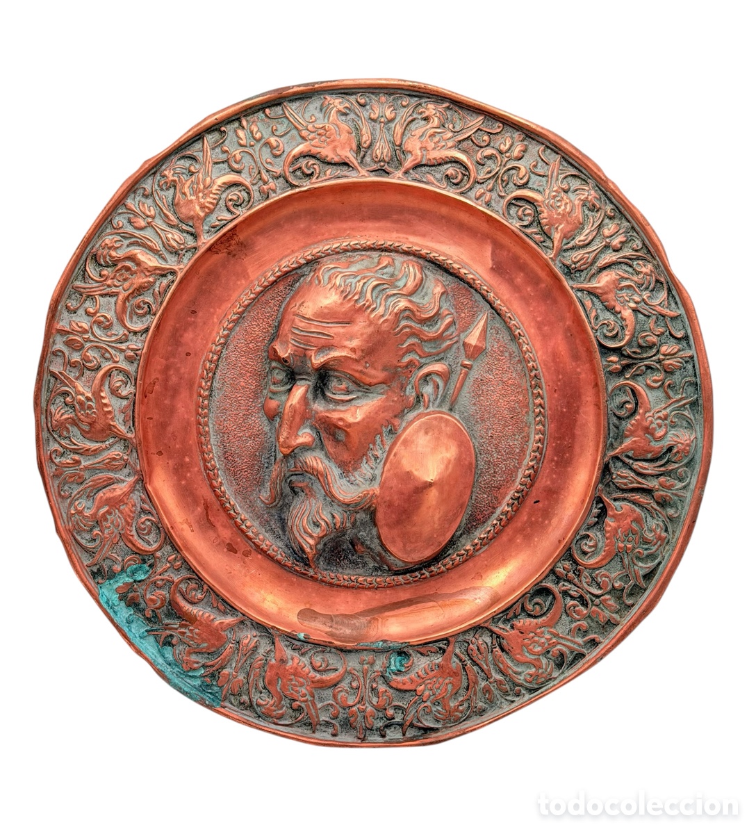 Antig&uuml;edades: Antiguo Plato Don Quijote en Cobre