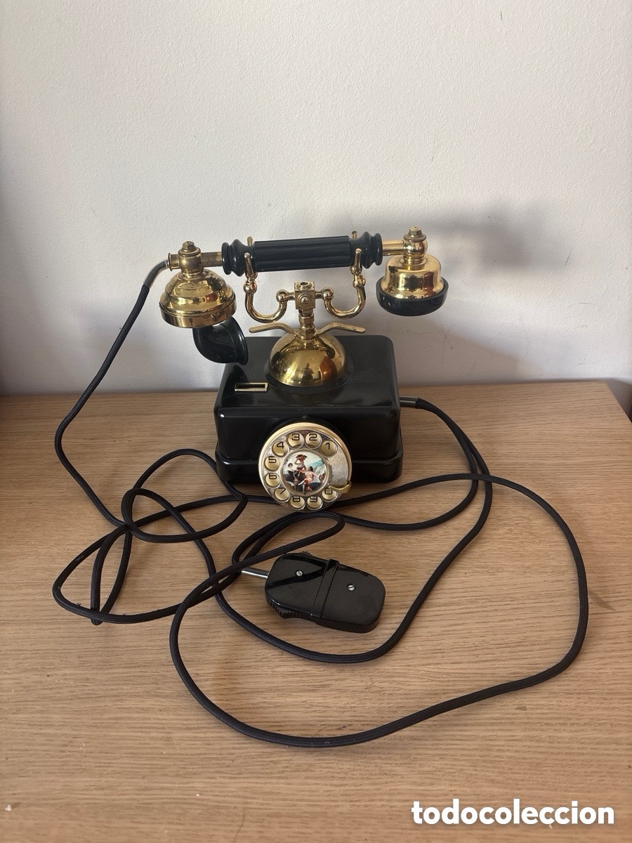 Antiquit&auml;ten: Tel&eacute;fono CTNE Elasa color negro, completo.