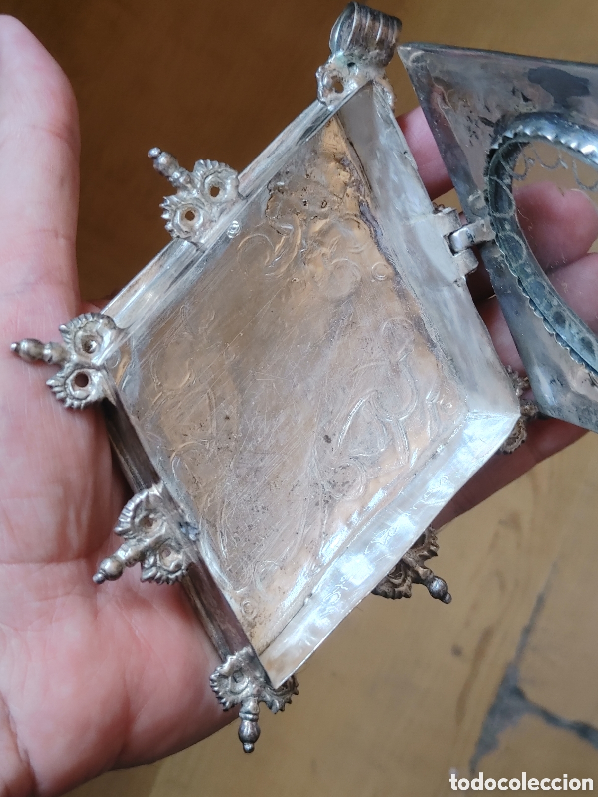 Antig&uuml;edades: Relicario en plata con cristal. - Foto 5