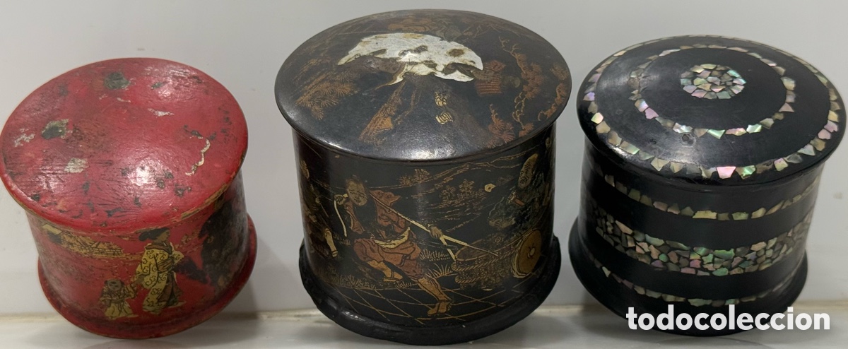 Antiquit&auml;ten: ANTIGUAS CAJAS POLVERAS PAPIER MARCH&Eacute; FRANCIA XIX