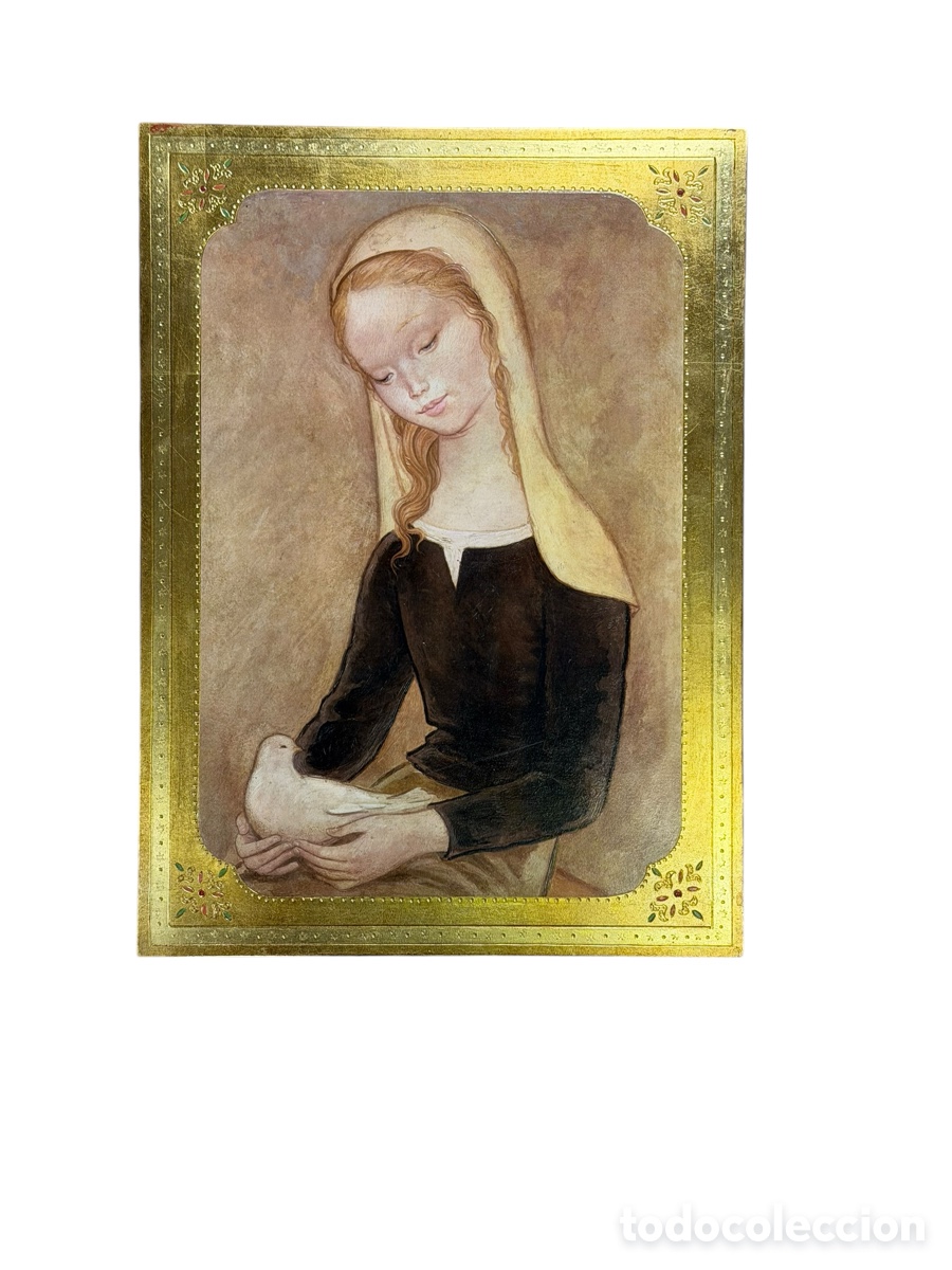 Oggetti Antichi: Icono de La Virgen en Madera Dorada