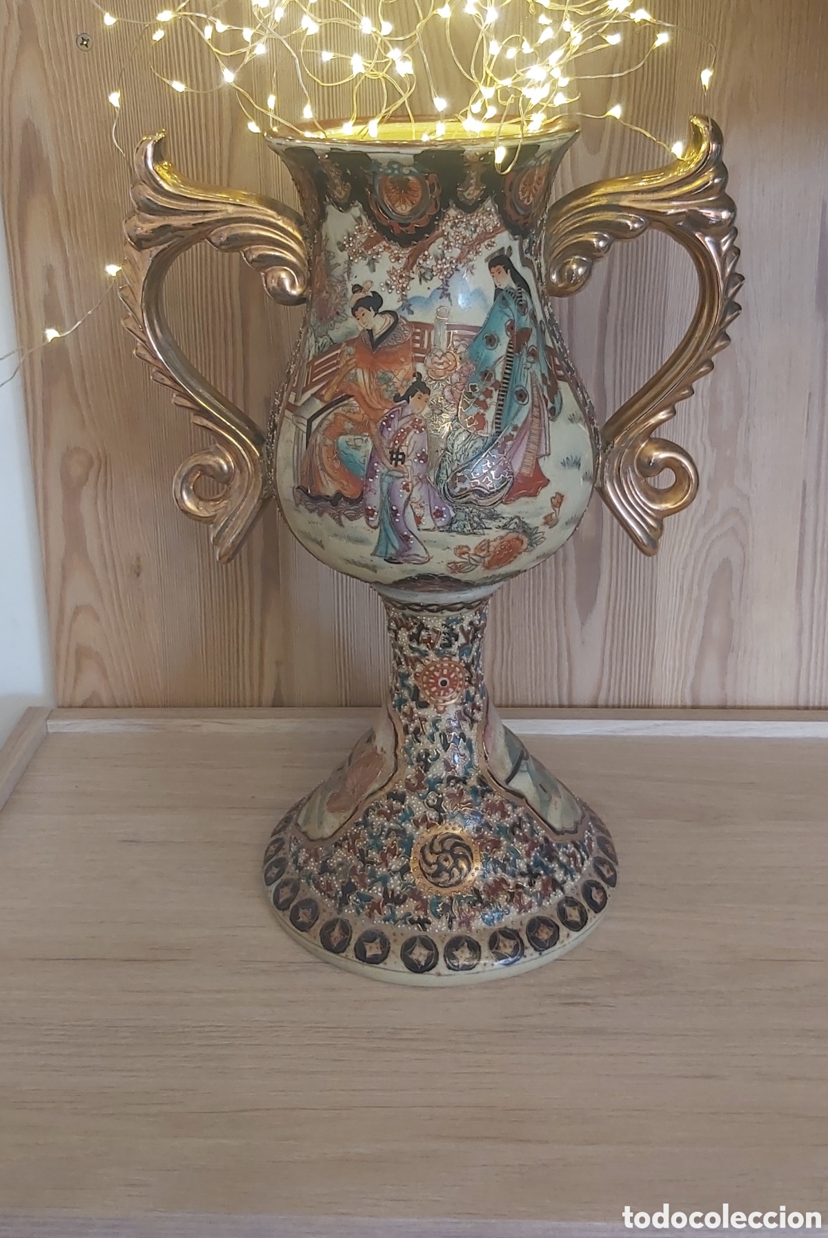 Antiguidades: Jarr&oacute;n Vintage Satsuma Estilo Moriage 40cm