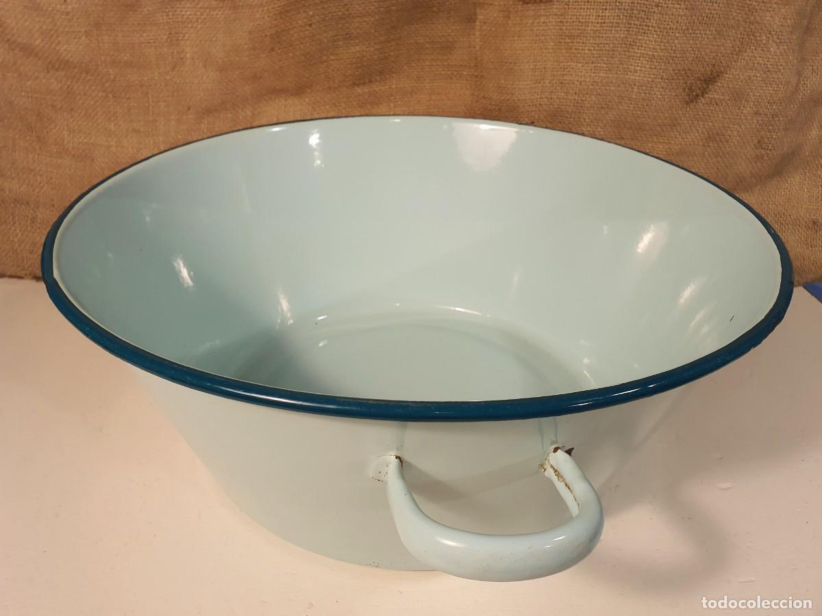 Antig&uuml;edades: Antiguo Balde esmaltado esmeralda. - Foto 2