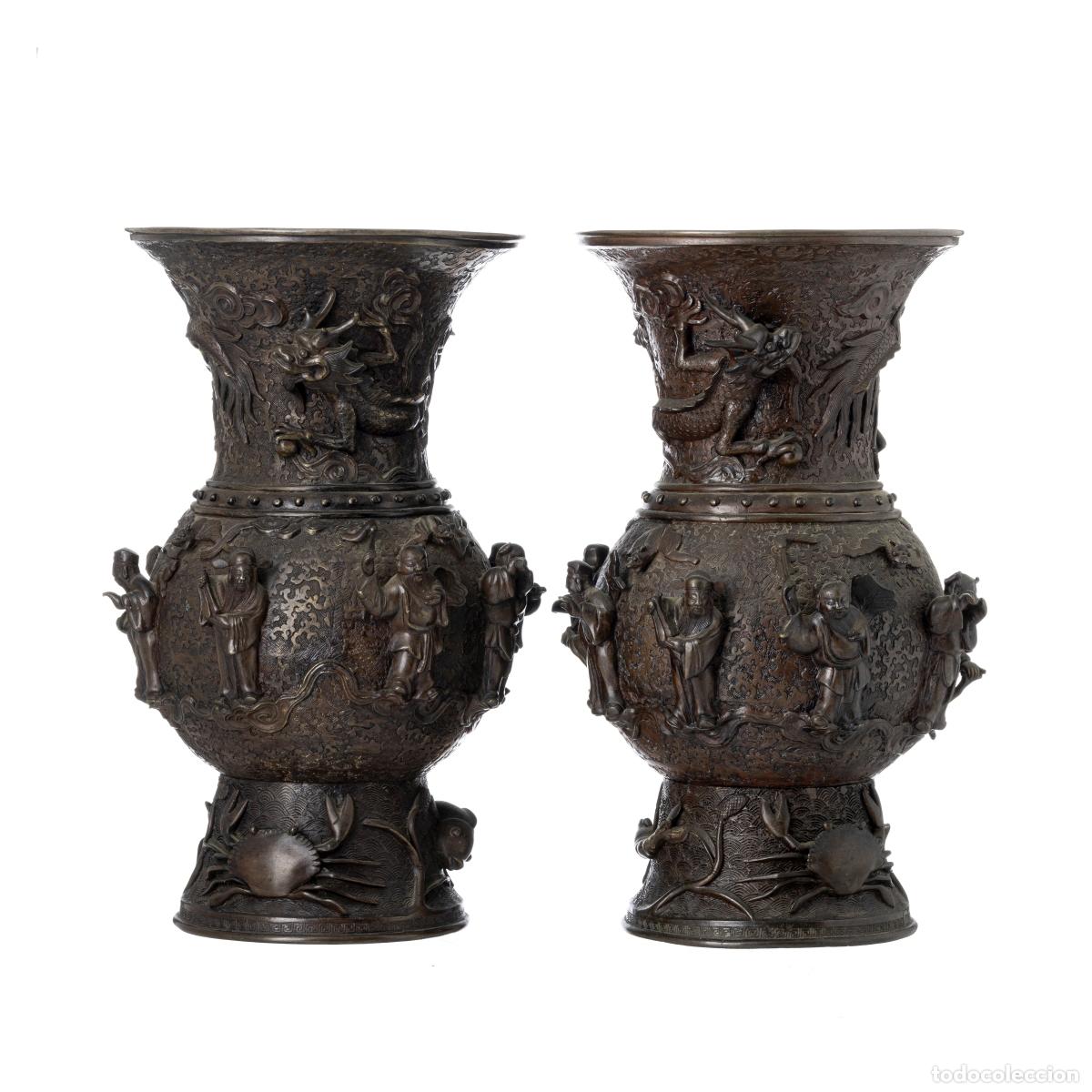 Antig&uuml;edades: PAR DE JARROS JAPONESES