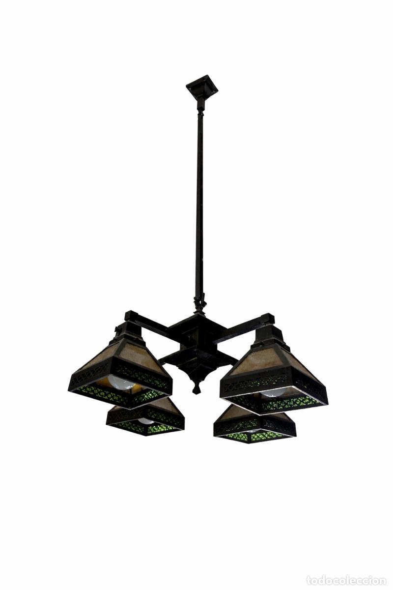 Antig&uuml;edades: L&aacute;mpara de mesa de billar Art Nouveau