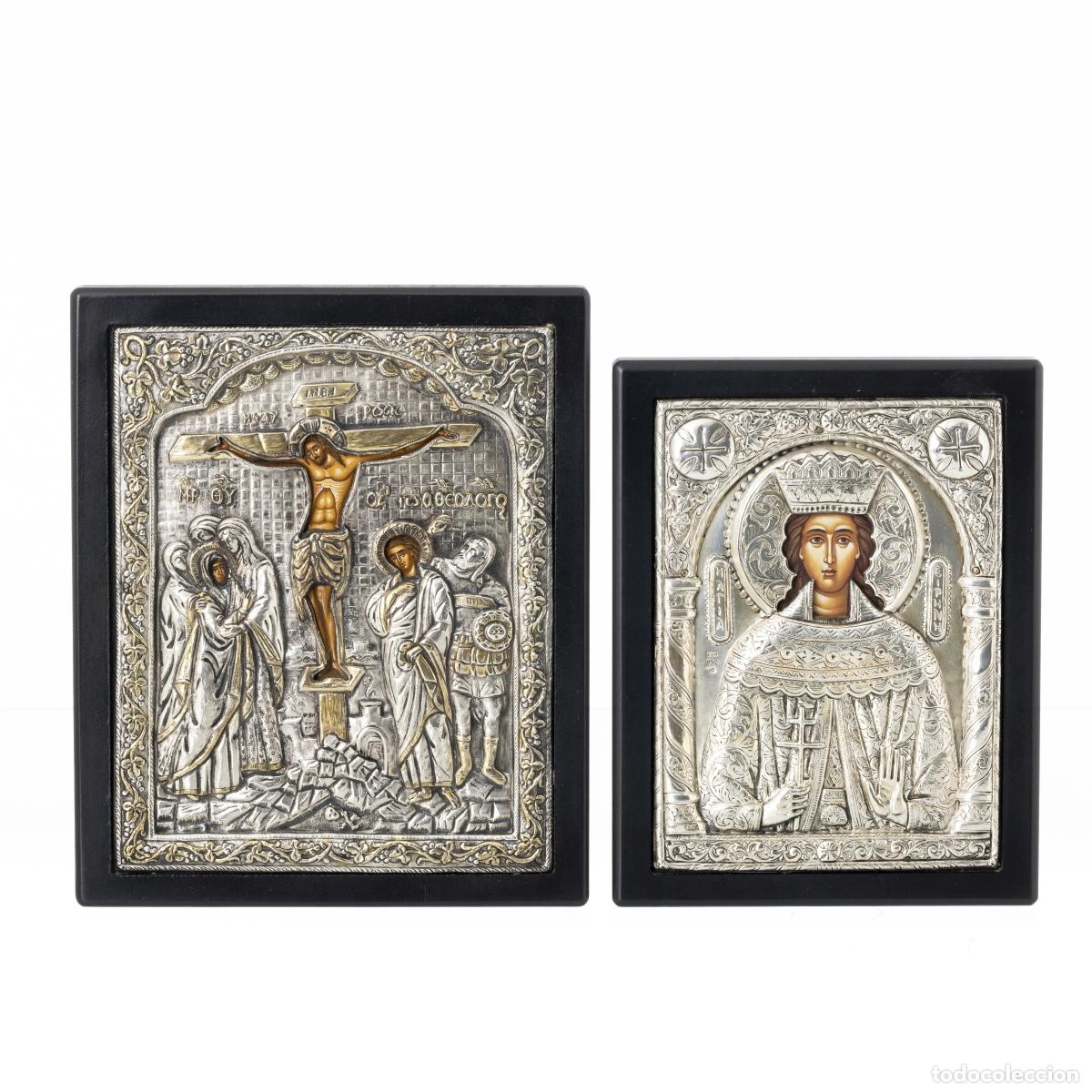 Antig&uuml;edades: DOS ICONOS ORTODOXOS CON PLATA - Foto 1