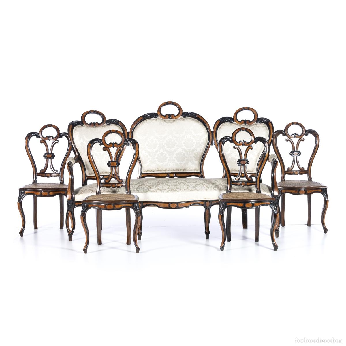 Antiquit&auml;ten: Conjunto de sof&aacute; y cuatro sillas.