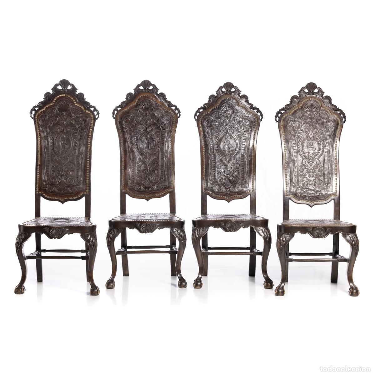 Antig&uuml;edades: JUEGO DE CUATRO SILLAS DE RESPALDO ALTO