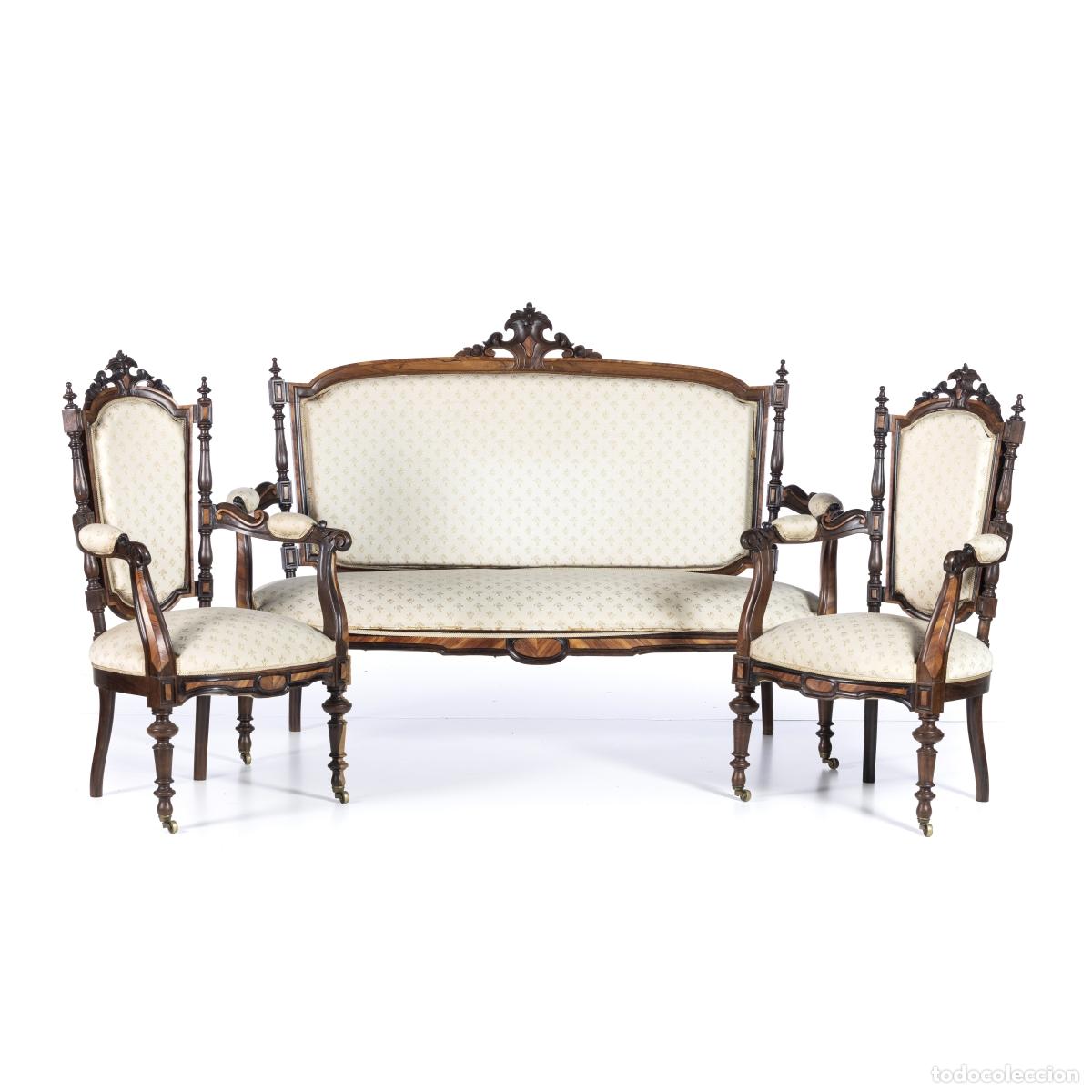 Antiquit&auml;ten: CANAP&Eacute; Y PAR DE SILLAS CON REPOSABRAZOS