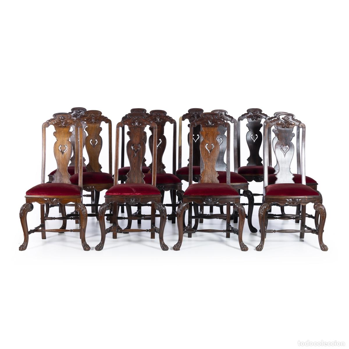 Antig&uuml;edades: JUEGO DE DOCE SILLAS