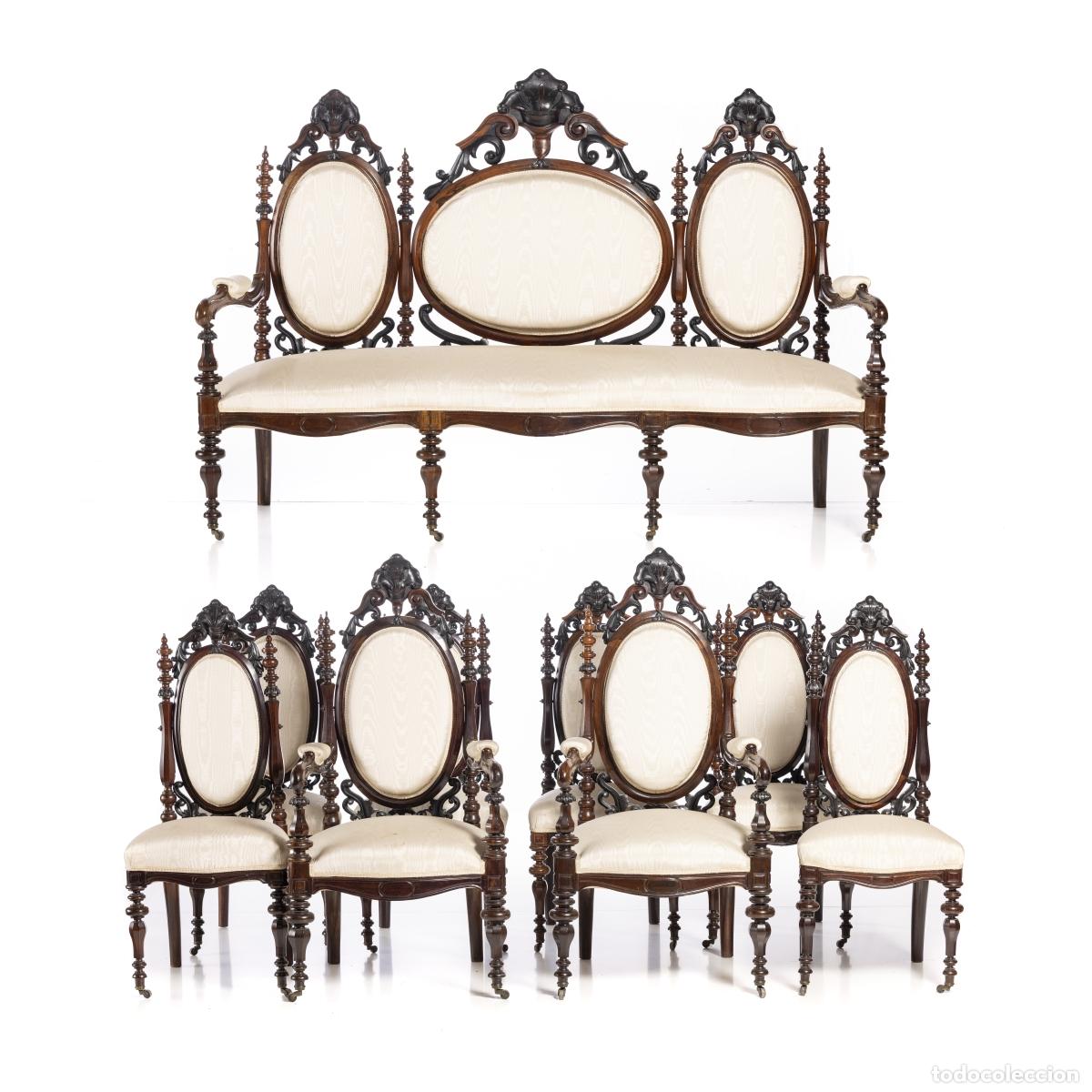 Antiquit&auml;ten: Conjunto de dos sillones y seis sillas.