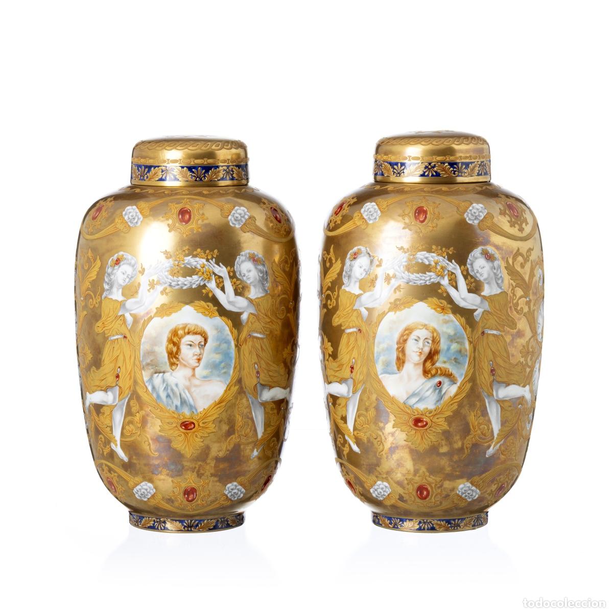 Oggetti Antichi: PAR DE FRASCOS CON TAPA