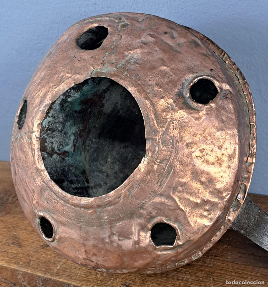 Antig&uuml;edades: Antiguo calienta camas de cobre, siglo XIX