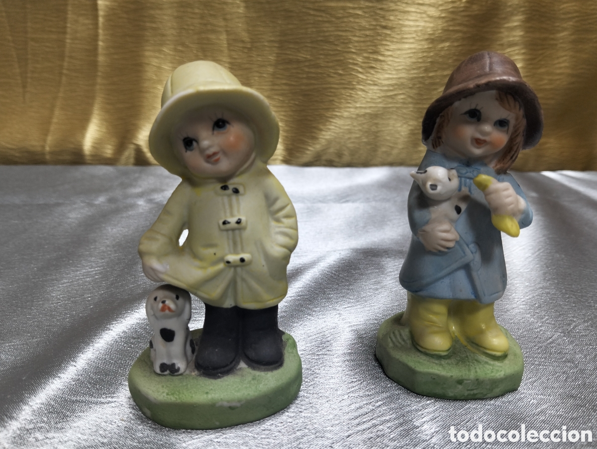 Antig&uuml;edades: 2 Adornos ni&ntilde;os em porcelana 11cm ...