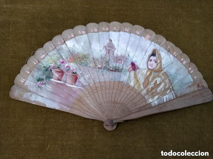 Antiques: Espectacular y antiguo abanico pintado a mano por Santiago Carrilero Abad