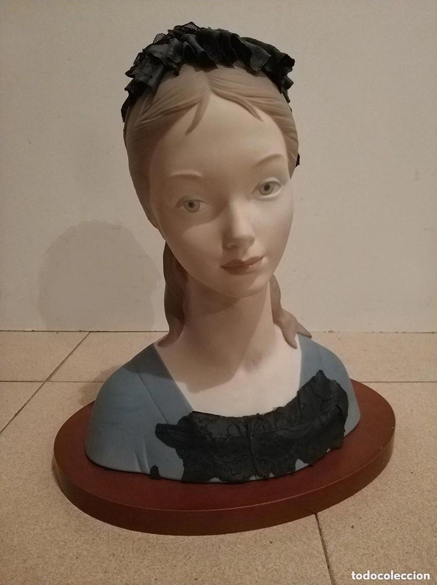 Antig&uuml;edades: Busto mujer mantilla negra de Lladro Valencia porcelana ceramica