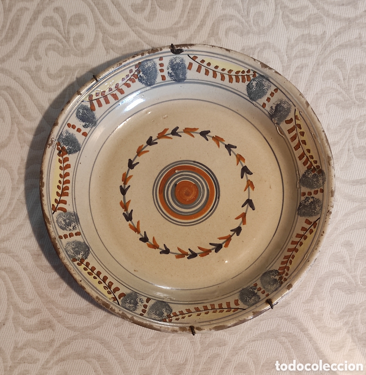 Oggetti Antichi: ANTIGUO PLATO SIGLO XIX - TALAVERA - DI&Aacute;METRO 30 CM.