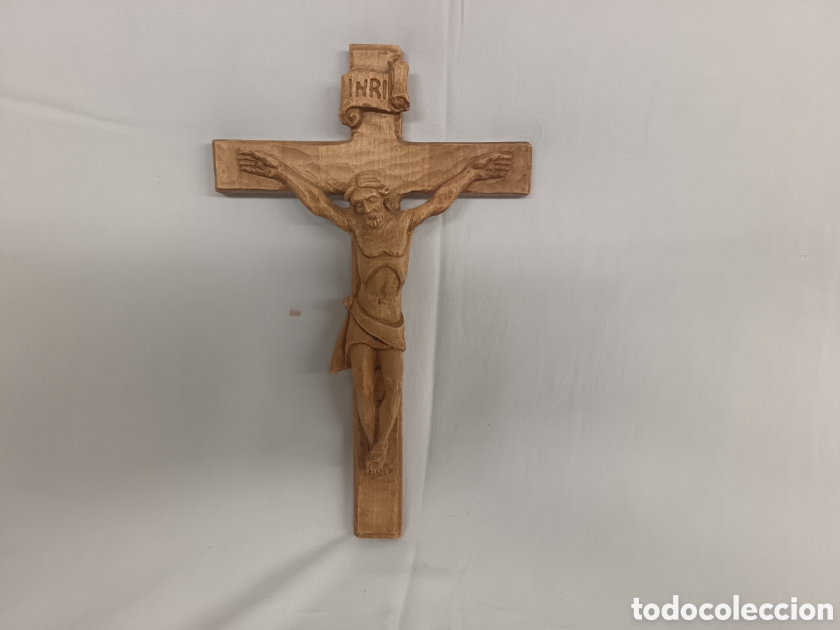 Antiguidades: CRUCIFIJO, CRISTO, TALLADO EN MADERA, 30 X 20 CM