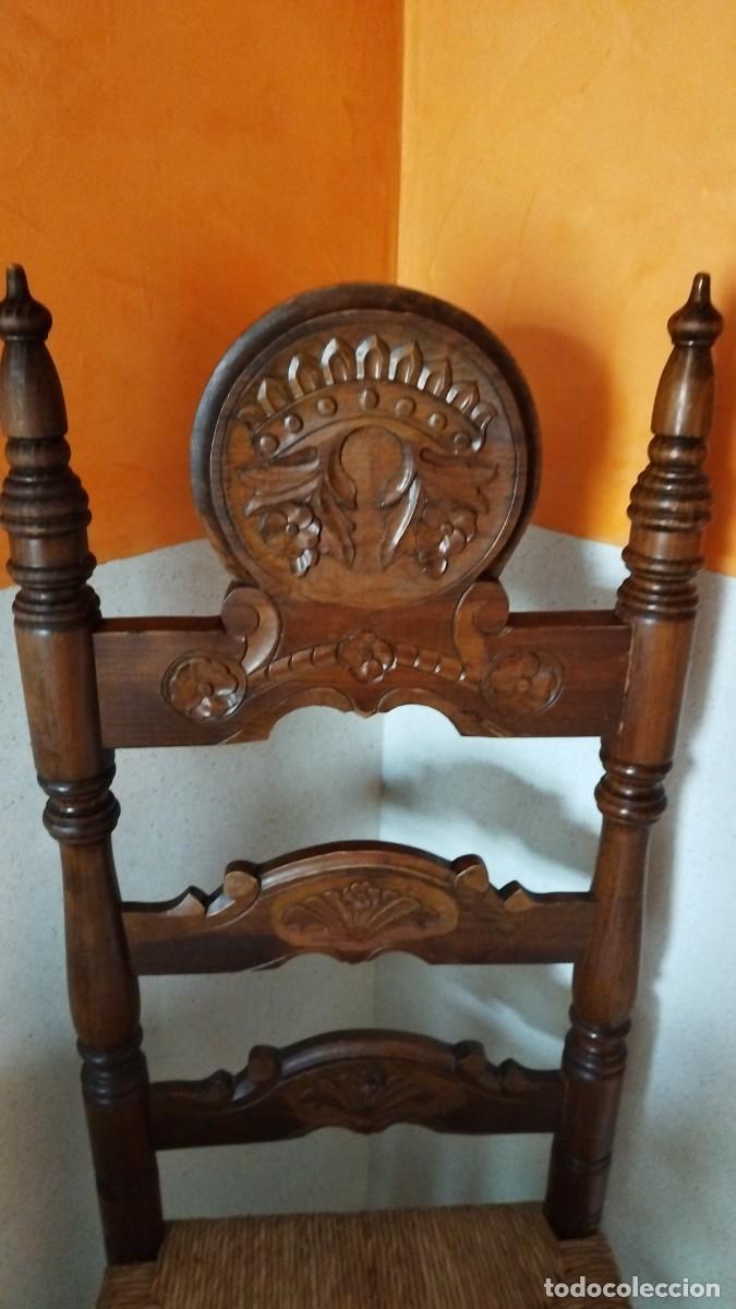 Antig&uuml;edades: Silla de madera y mimbre - Foto 5