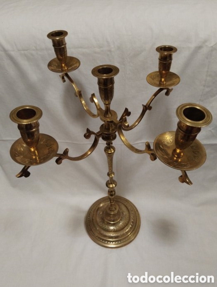 Antig&uuml;edades: Ancien grand bougeoir bronz&eacute;