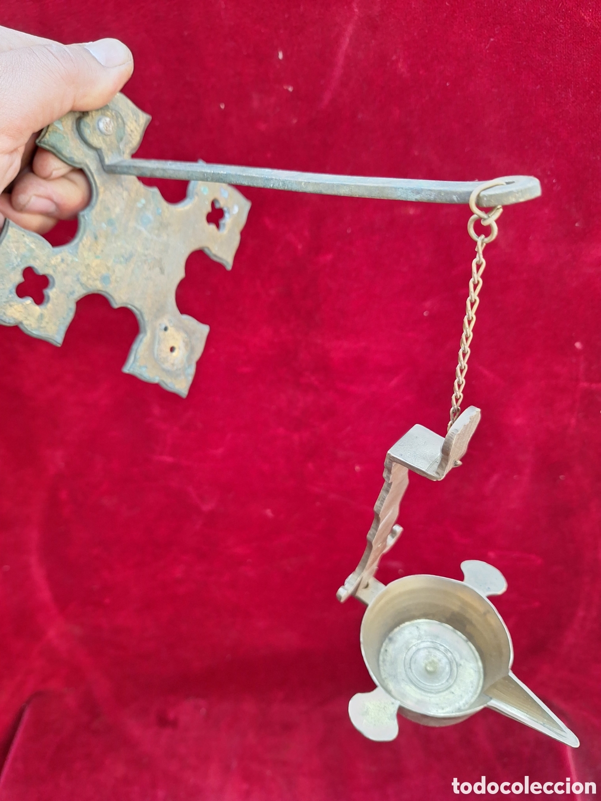 Antig&uuml;edades: Antiguo candil de pared con soporte para la pared!