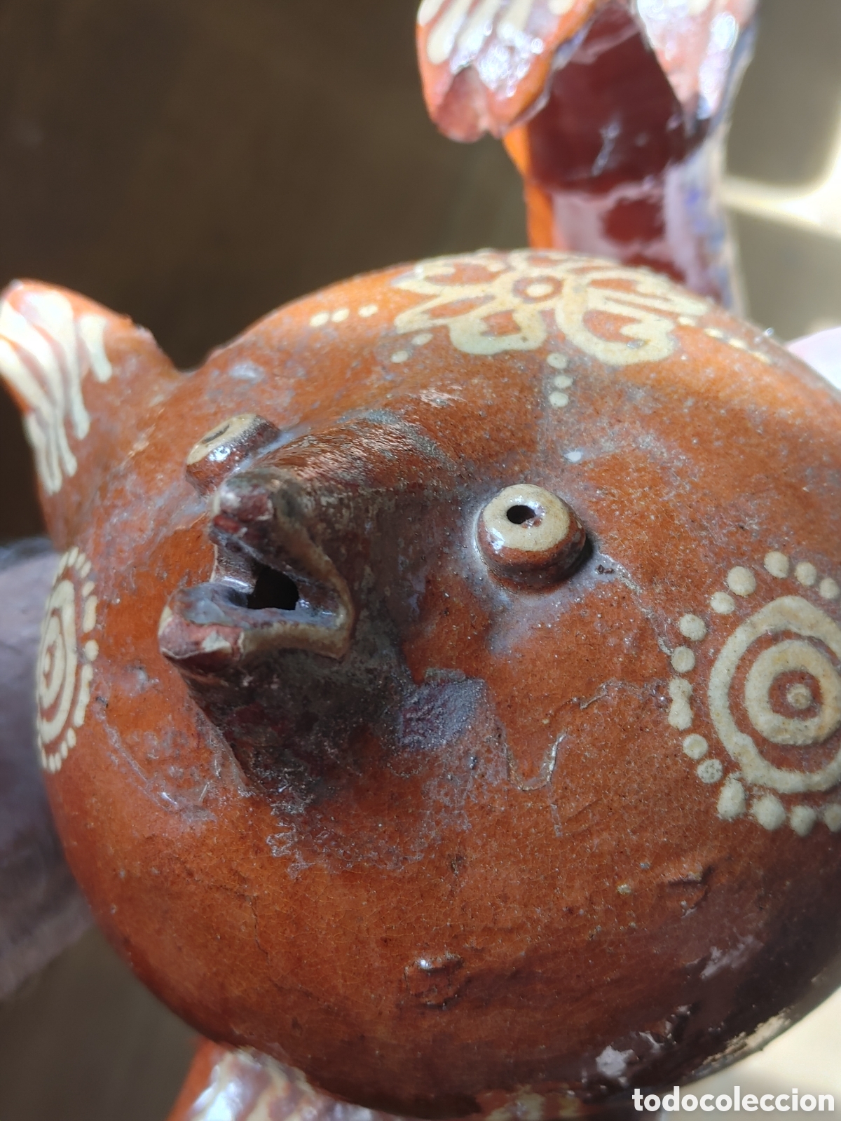 Antig&uuml;edades: Antiguo botijo en ceramica. Con forma de pez. - Foto 7