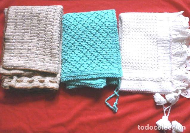 Antig&uuml;edades: Lote 3 Bolsas de Pan realizadas a mano con ganchillo artesanal - A&ntilde;os 60-70