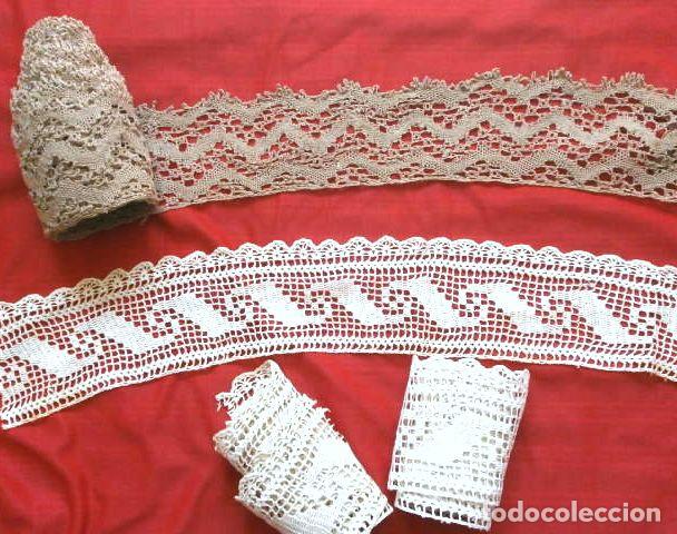 Antig&uuml;edades: Puntilla muy elaborada a ganchillo con hilo fino (principios S. XX) Casi 6 metros. - Encaje, Monz&oacute;n