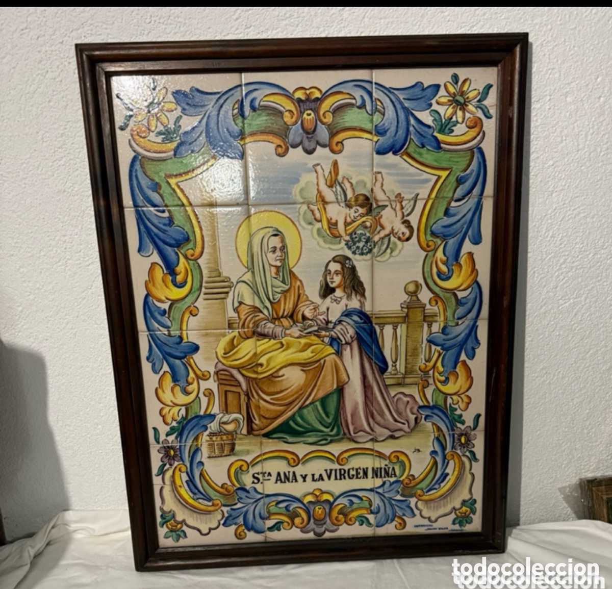 Antiques: Panel de Azulejos Valencianos &rdquo;Santa Ana y la Virgen Ni&ntilde;a&rdquo; - Cer&aacute;micas Juli&aacute;n Vilar, Manises. PSXX.