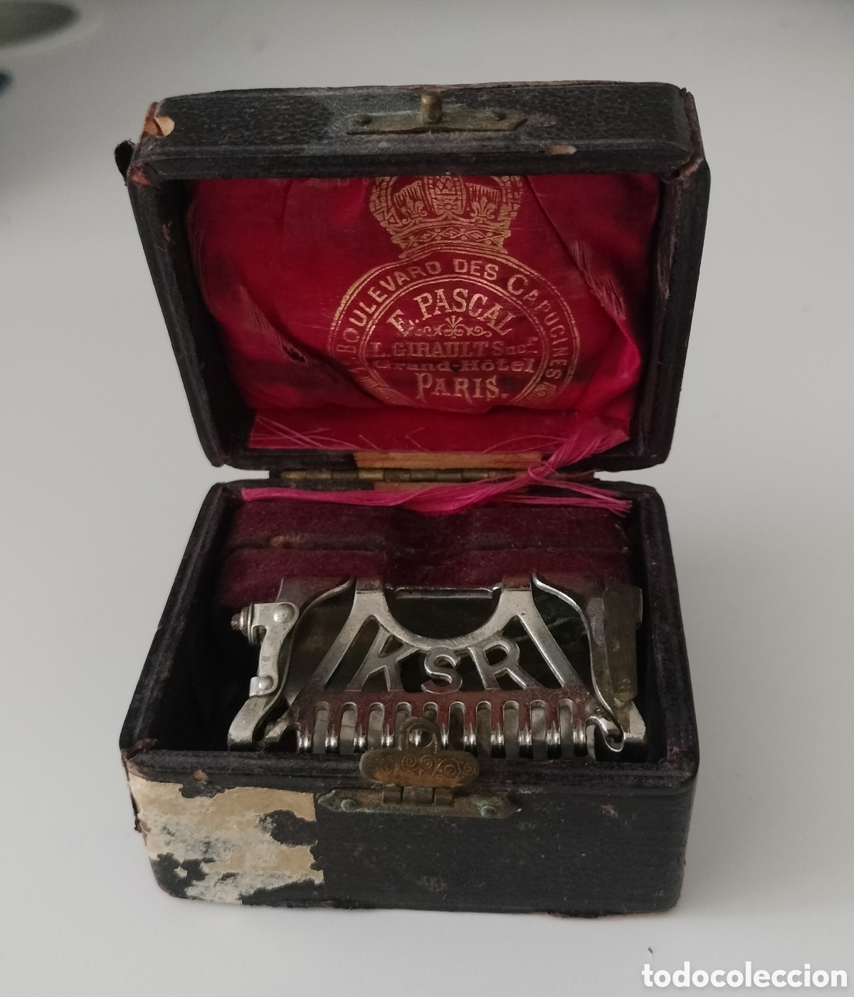 Oggetti Antichi: CAJA ESTUCHE OBSEQUIO GRAND HOTEL PAR&Iacute;S MAQUINILLA AFEITAR KAMPFE BROS. KSR NUEVA YORK 1900